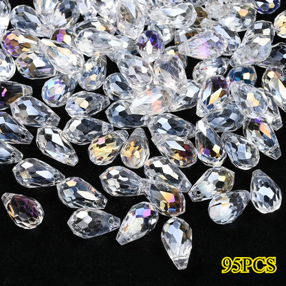 90/95pcs 5/6/8mm Glass Water Droplet Transparent AB Beads