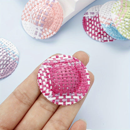 10PCS Multicolor Mini Straw Hat Set
