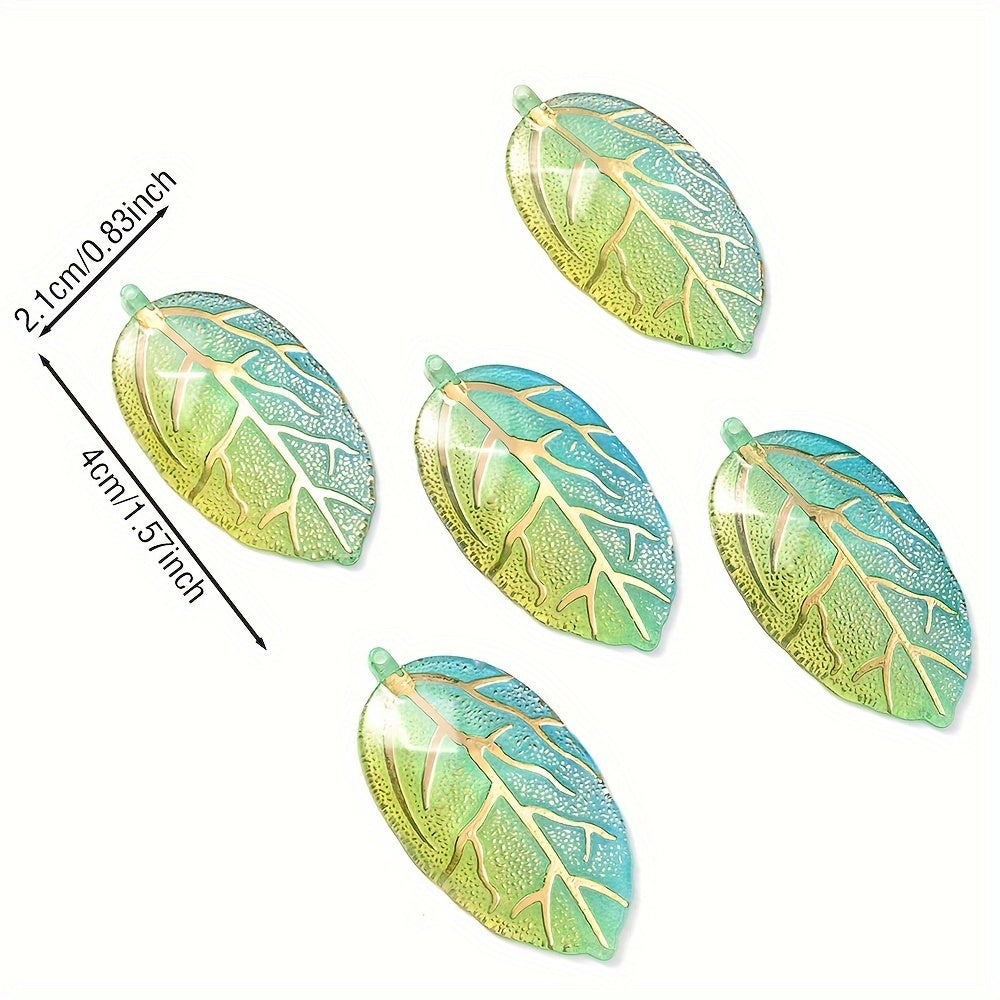 10PCS 21×40mm Gradient Acrylic Leaf Pendant Set