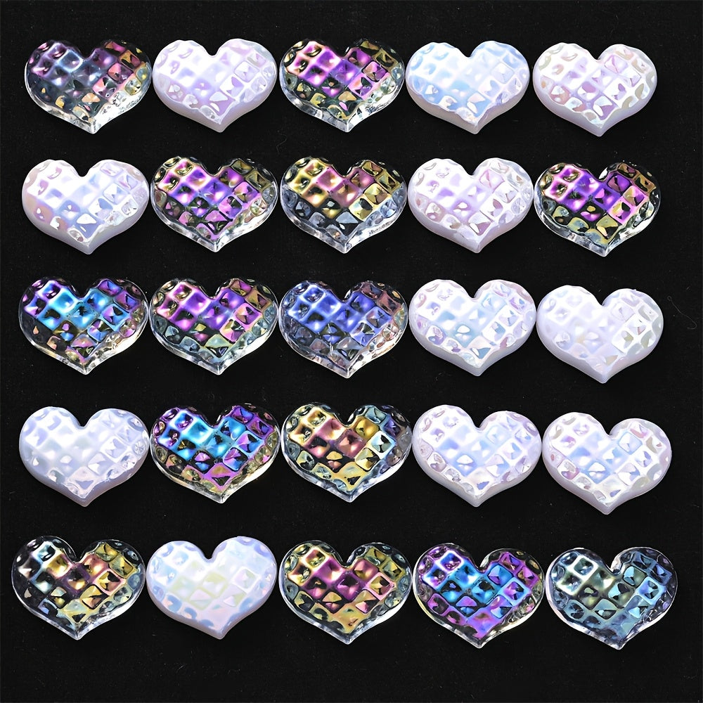 Transparent White Heart Flatback Embellishments