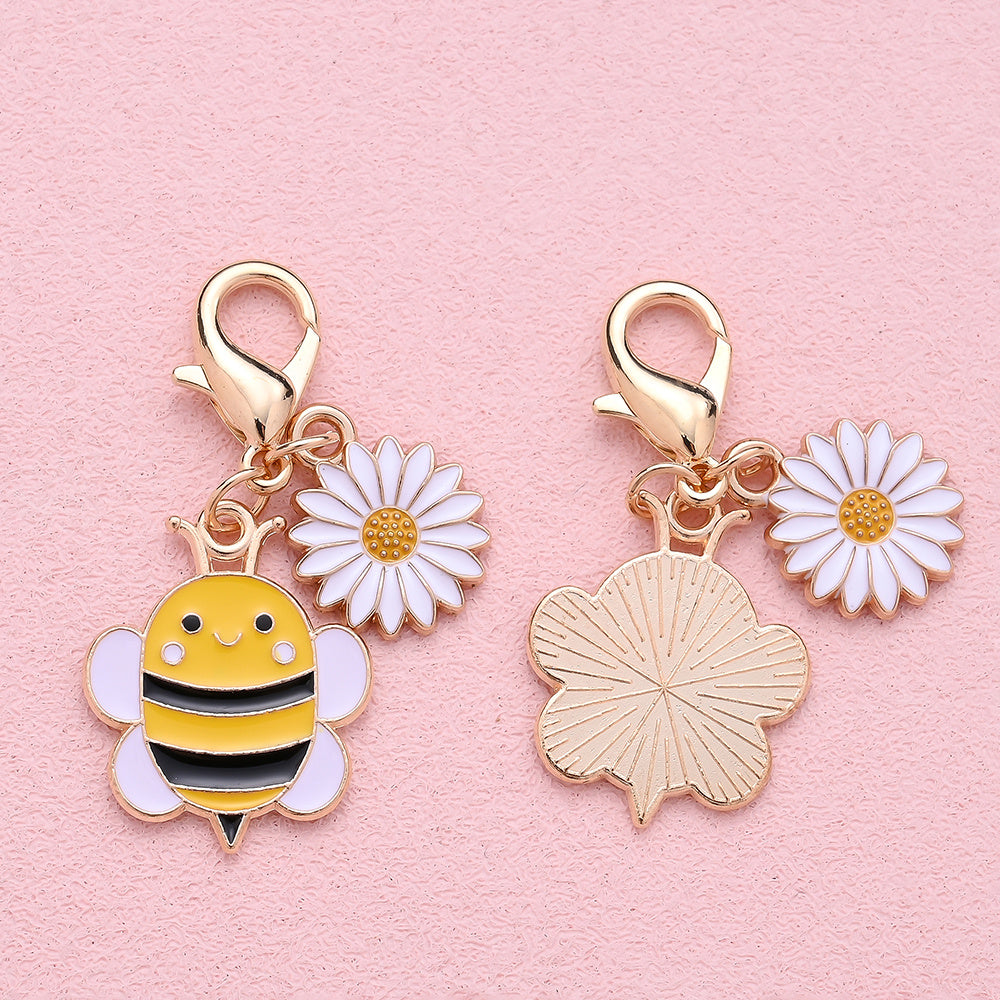 Yellow Bee and Flower Keychain with Thank You Card