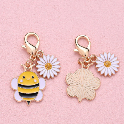 Yellow Bee and Flower Keychain with Thank You Card