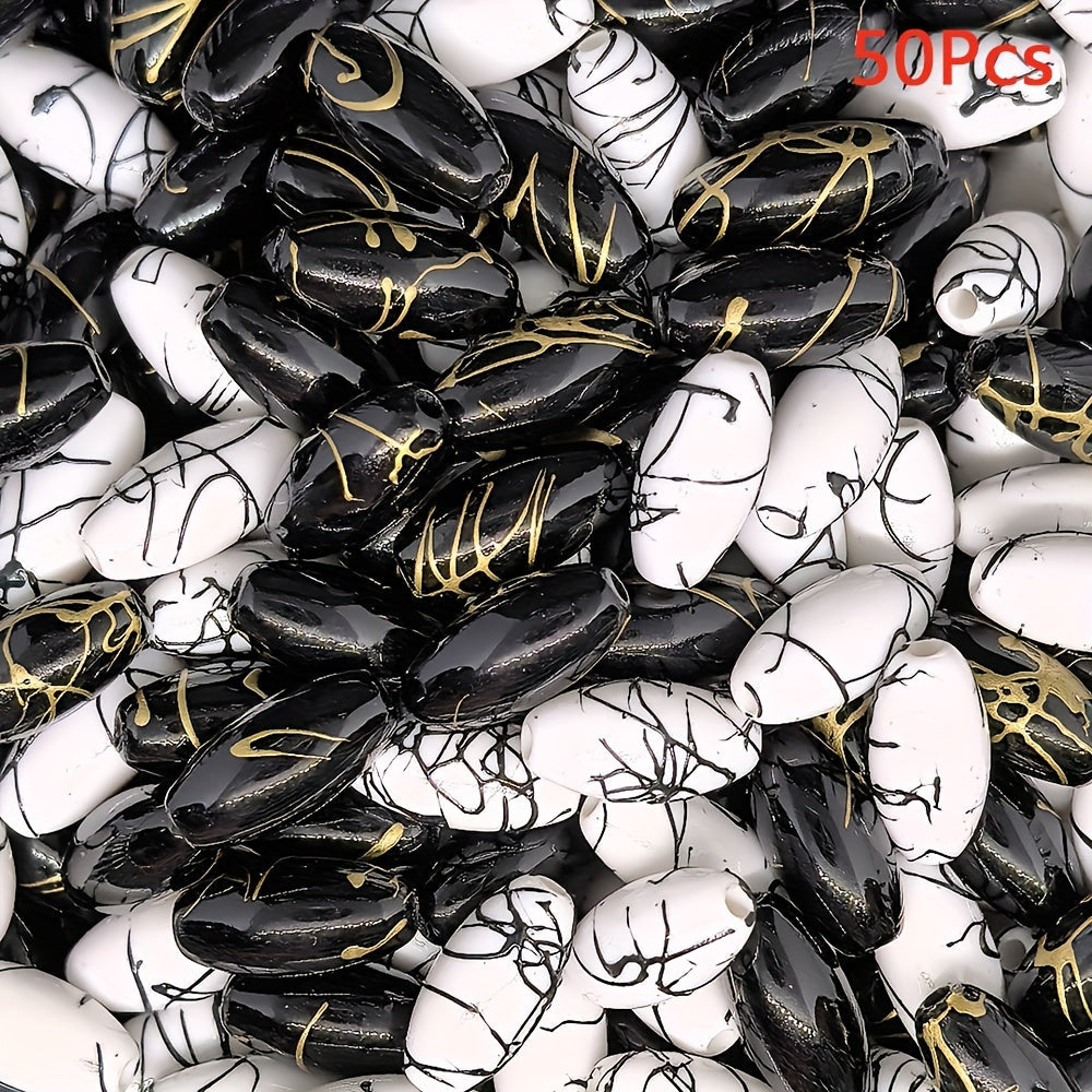 Black Gold Silk Thread Acrylic Beads