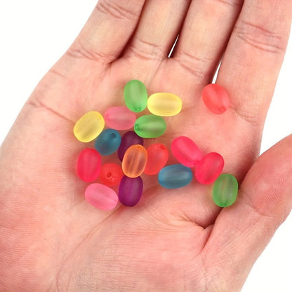 100PCS Frosted Acrylic Oval & Round Bead Set