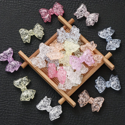 10PCS 21×29mm Sparkling Bow Acrylic Bead Set