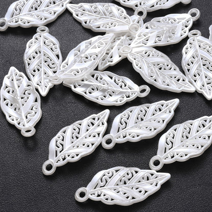 White Leaf Acrylic Beads