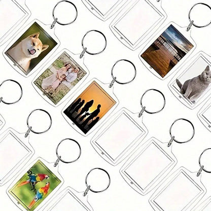 20pcs Blank Photo Frame Keychains Set Acrylic Clear Double-Sided Photo