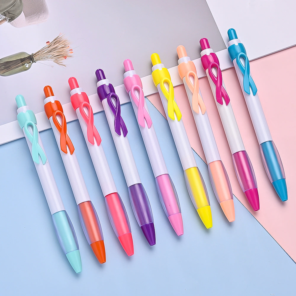 10PCS Pink Ribbon Awareness Ballpoint Pen Set