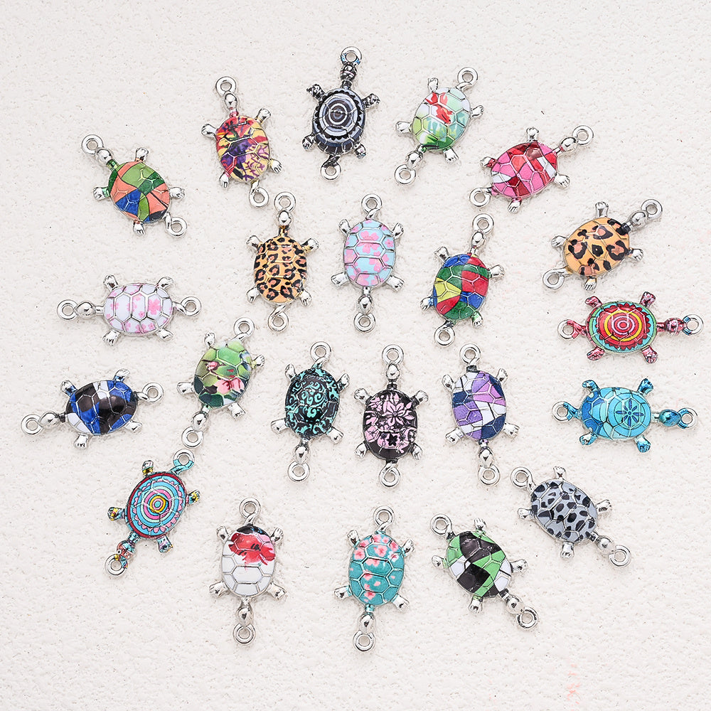 10PCS Multicolor Alloy Turtle Pendant Set