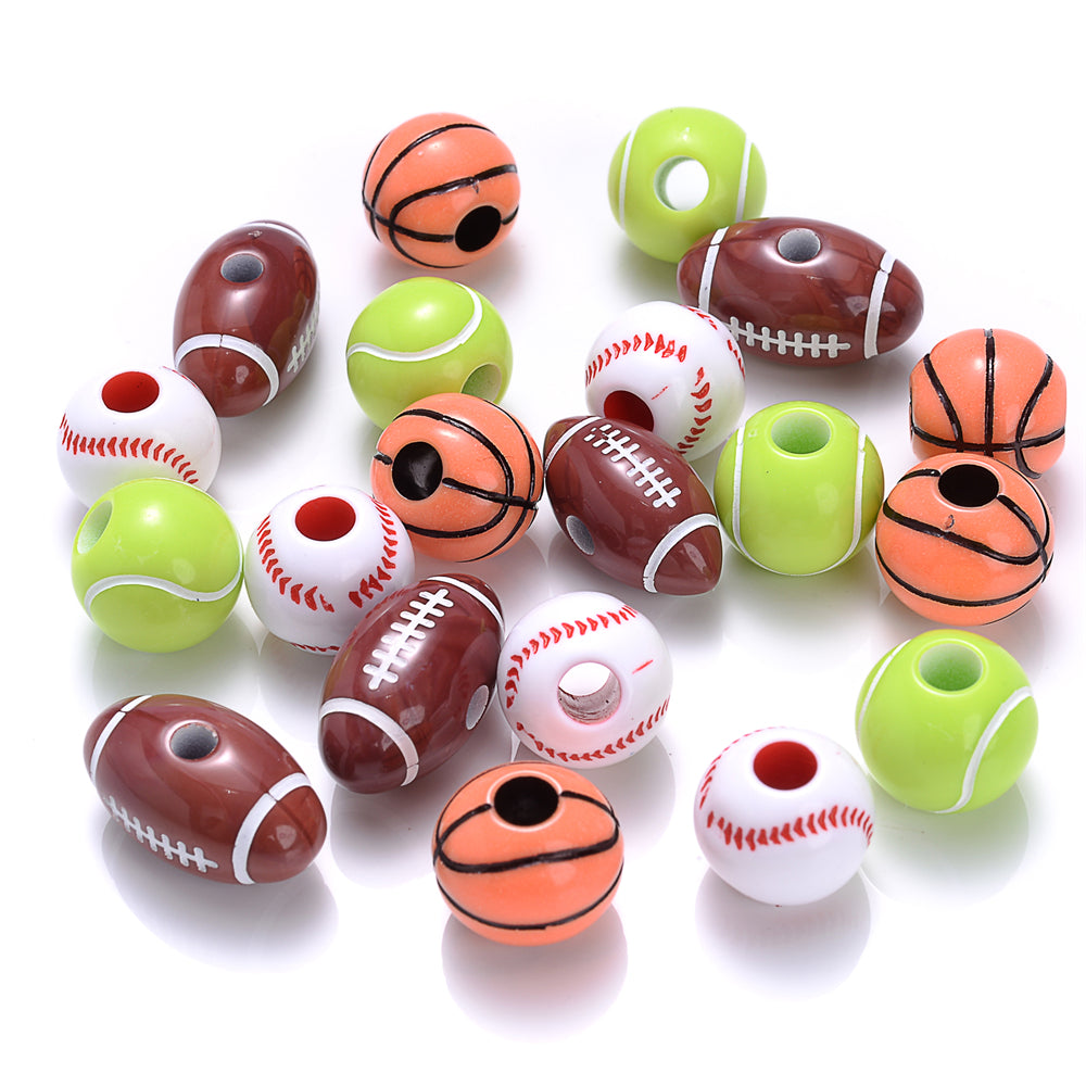 Sports Theme Wooden Beads