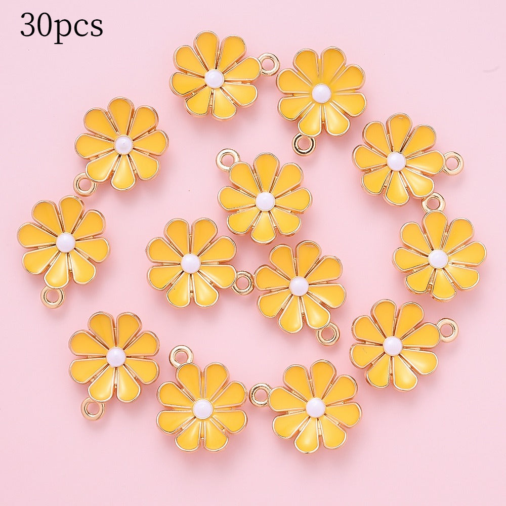 Color Block Daisy Enamel Charms