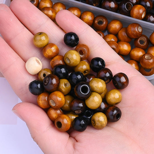 Vintage Large Hole Wooden Beads Set