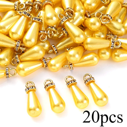 Multicolor Acrylic Imitation Pearl Waterdrop Charms