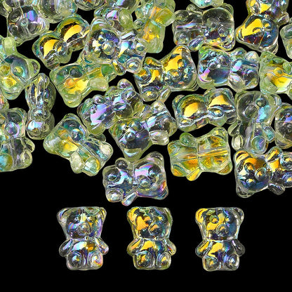 20PCS 15×12mm Transparent AB Bear Glass Spacer Beads