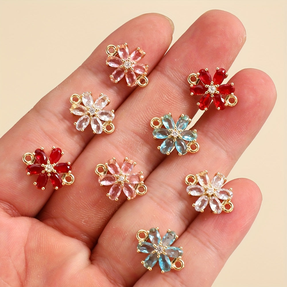Glass Flower Rhinestone Connectors