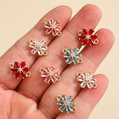 Glass Flower Rhinestone Connectors