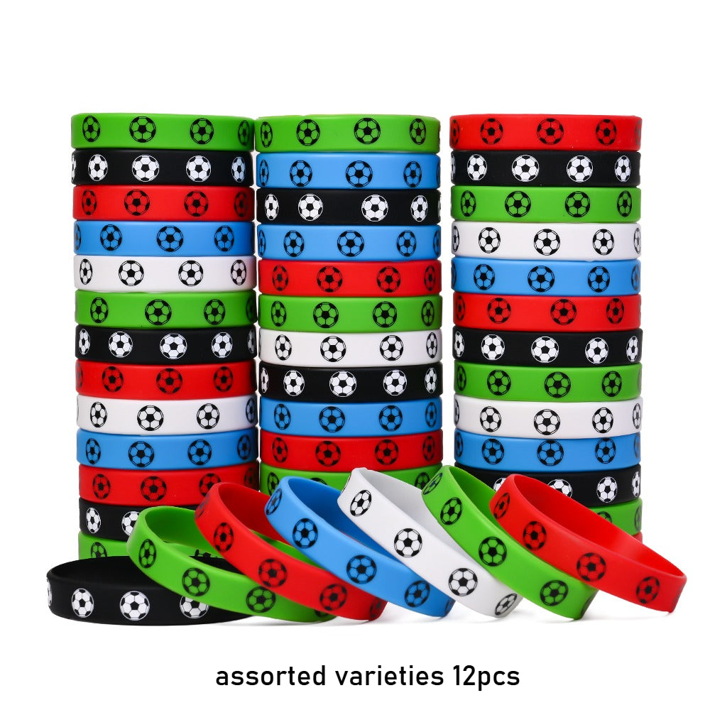12/24PCS Football Theme Silicone Bracelet Set