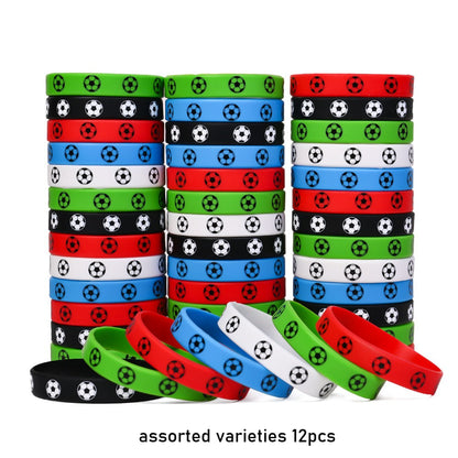 12/24PCS Football Theme Silicone Bracelet Set