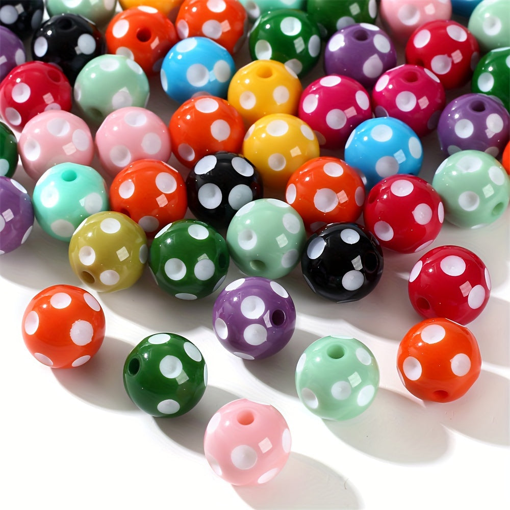 10PCS 16mm Multicolor Resin White Dot Bead Set
