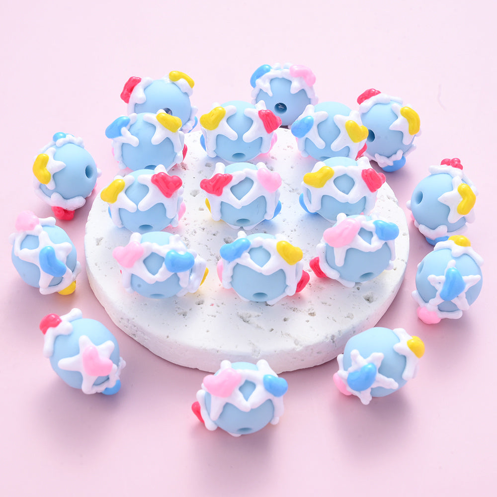Painted Acrylic Round Beads