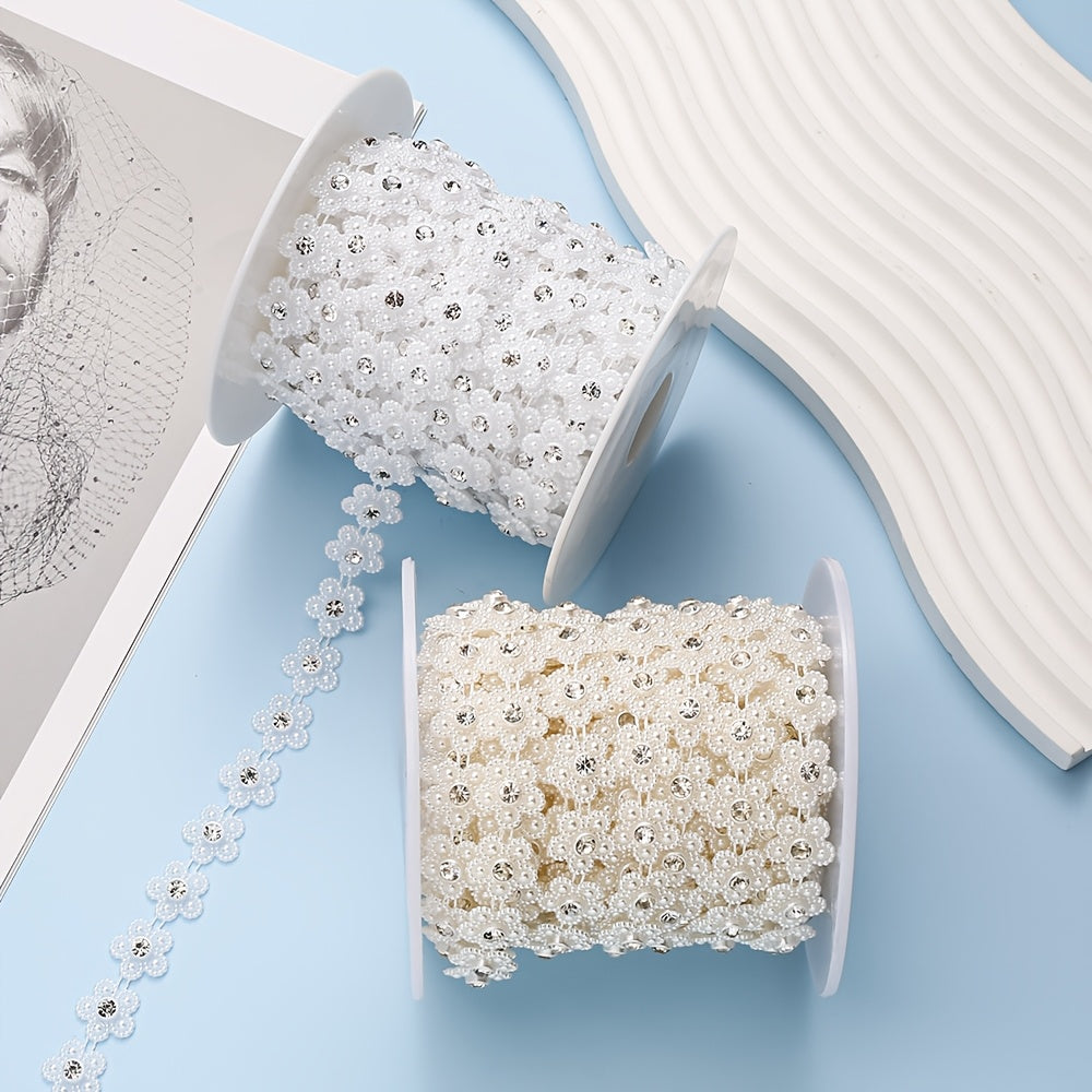 1PC 13mm × 1m White Flower Acrylic Decorative Strip