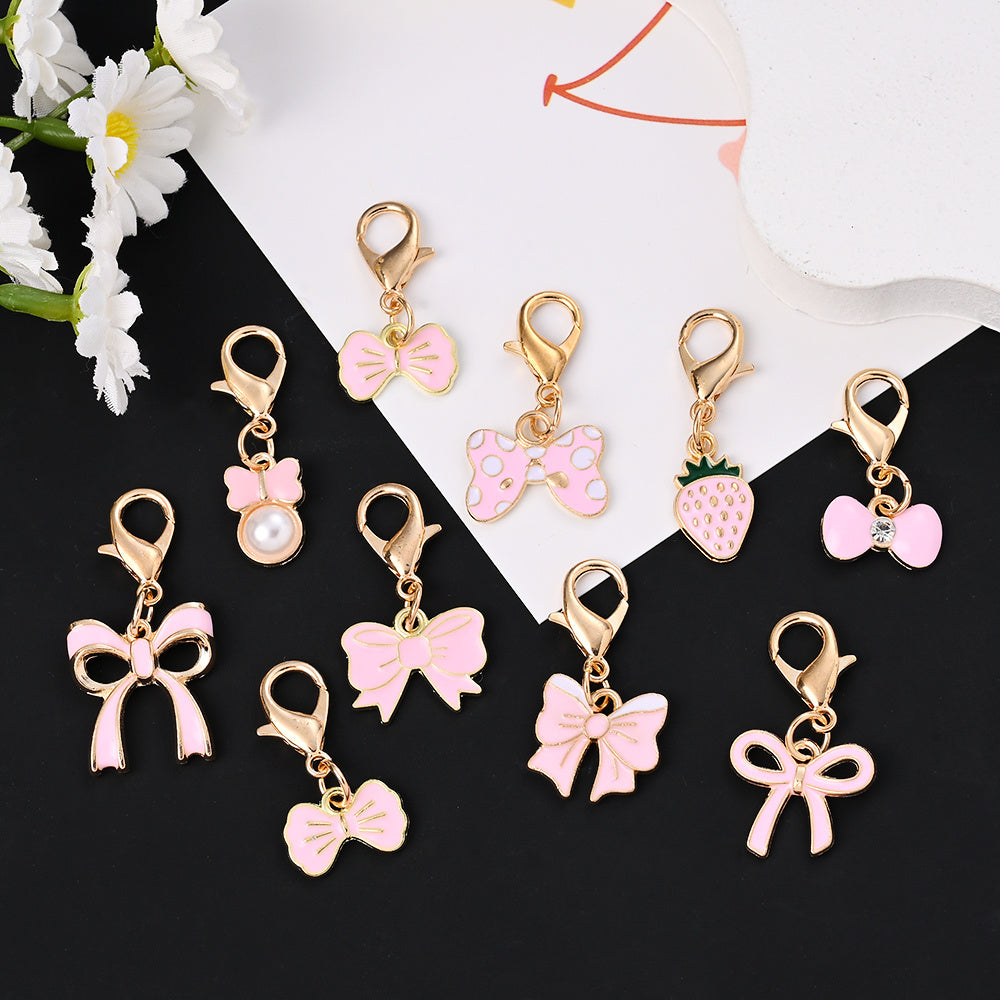 Pink Bow Enamel Pendant Charms