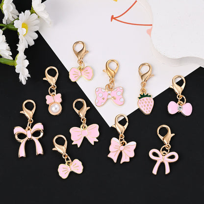 Pink Bow Enamel Pendant Charms