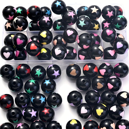 Black Heart Star Acrylic Spacer Beads