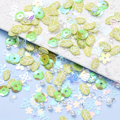10g Green Pearlescent Bead & Sequin Mix
