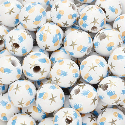 Marine-Themed Wooden Beads