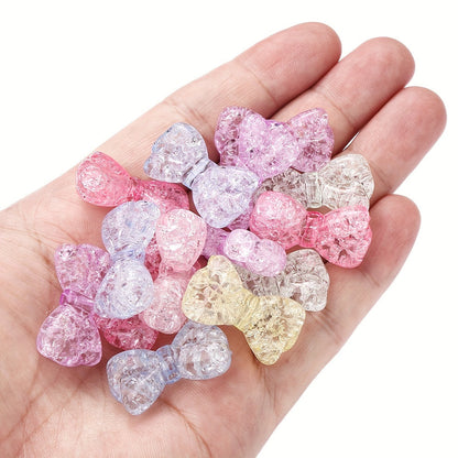 10PCS 16×29mm Vibrant Cracked Bow Acrylic Bead Set