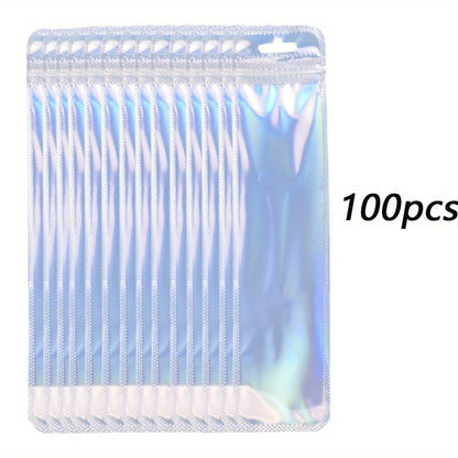 50/100-Piece Holographic Laser Resealable Packaging Bags