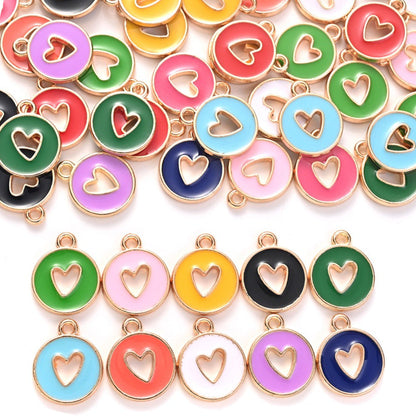 Valentine's Day Round Openwork Heart Alloy Charms