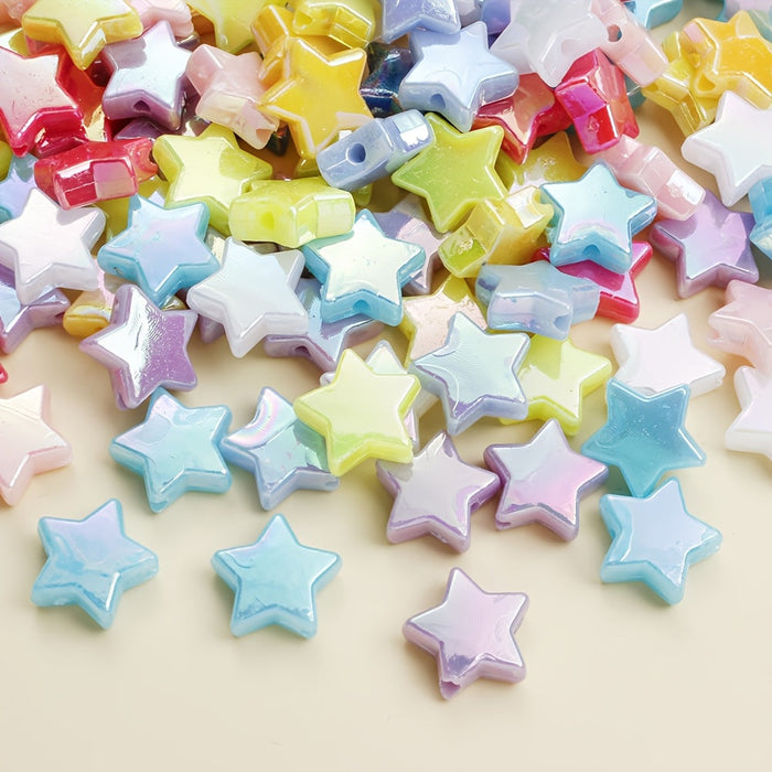 100-Piece 11 mm AB Acrylic Star Beads