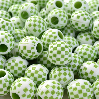 10PCS 14mm Multicolor Checkerboard Acrylic Bead Set