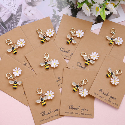 Rhinestone Bee Sunflower Keychains