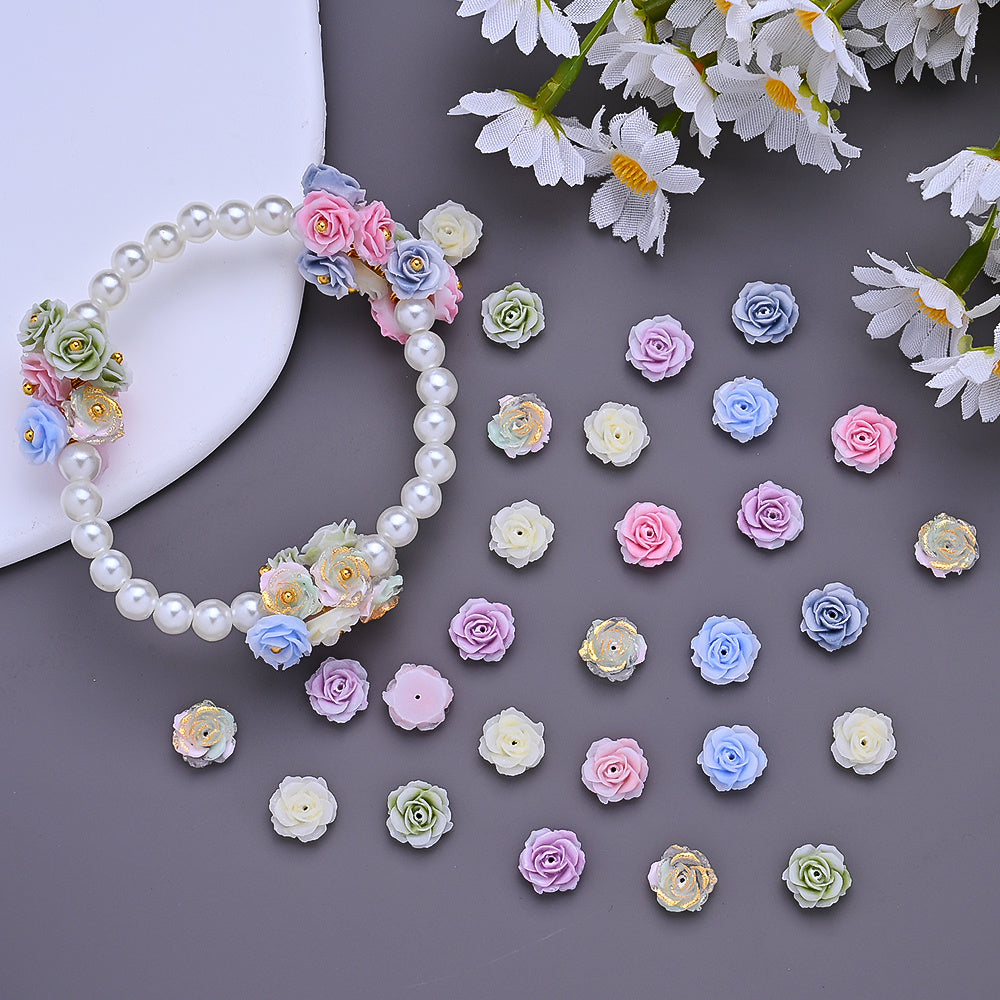 Gradient Resin Camellia Spacer Beads