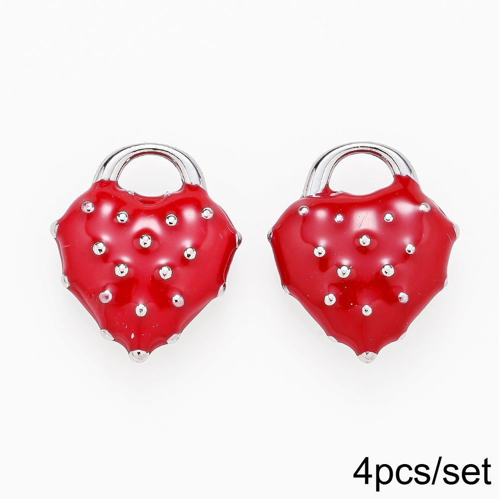 Heart Strawberry Alloy Charms