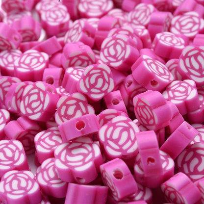 Mixed Rose Polymer Clay Spacer Beads