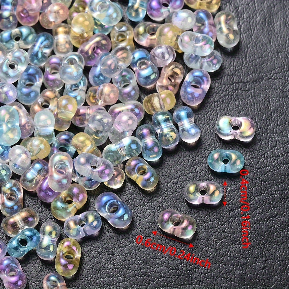 Rainbow Glass Rice Spacer Beads