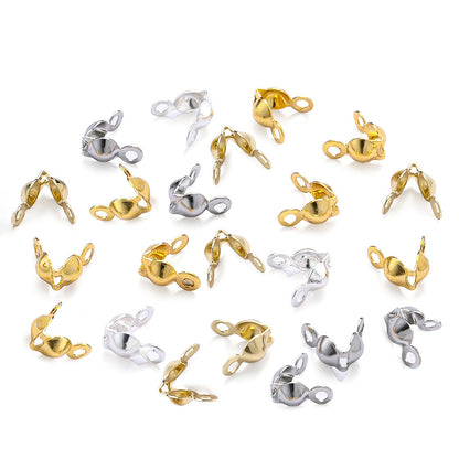 50PCS 3×6mm Gold Bead Cap End Crimp Cover Set