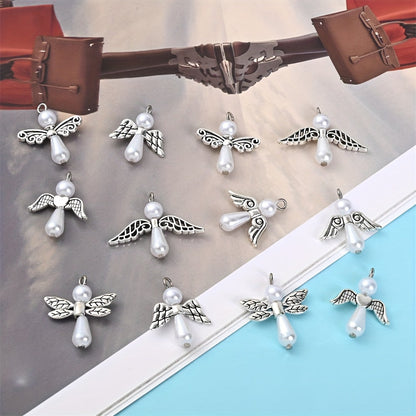 12PCS Vintage Alloy Feather & Angel Wing Spacer Bead Set