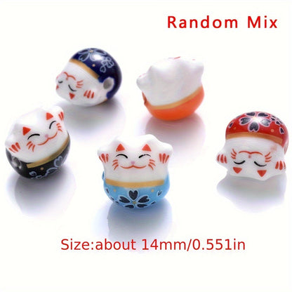 Mixed Lucky Cat Ceramic Beads