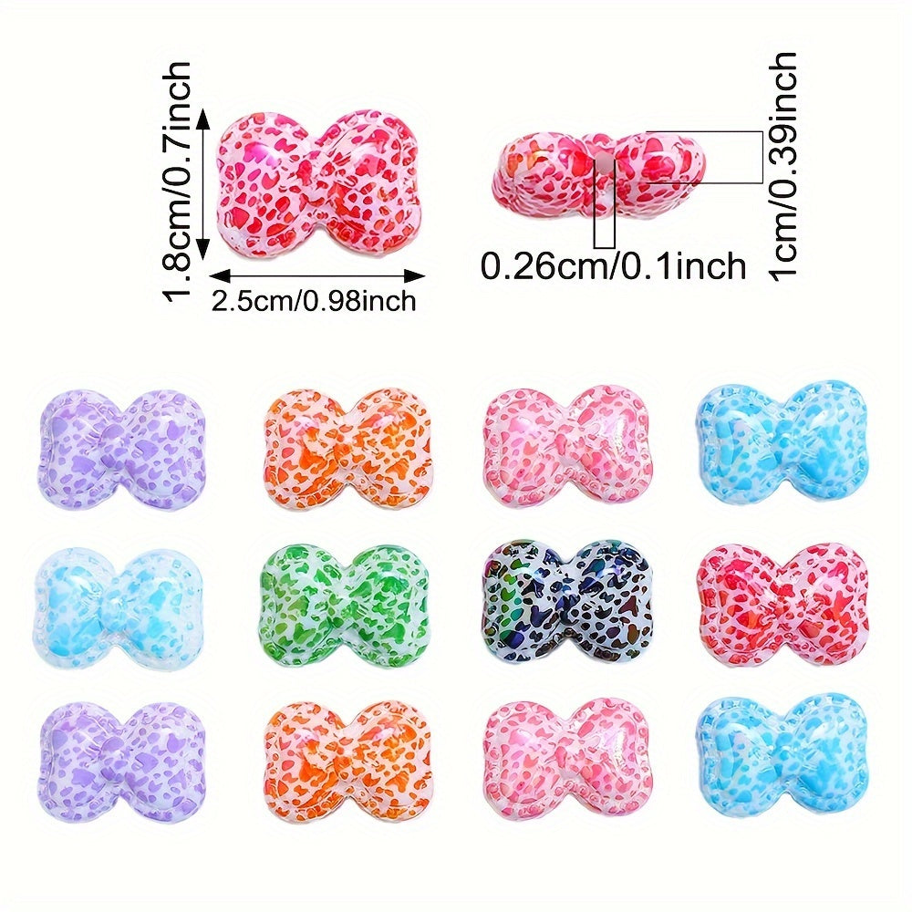 10PCS 18×25mm Leopard Bow Acrylic Bead Set