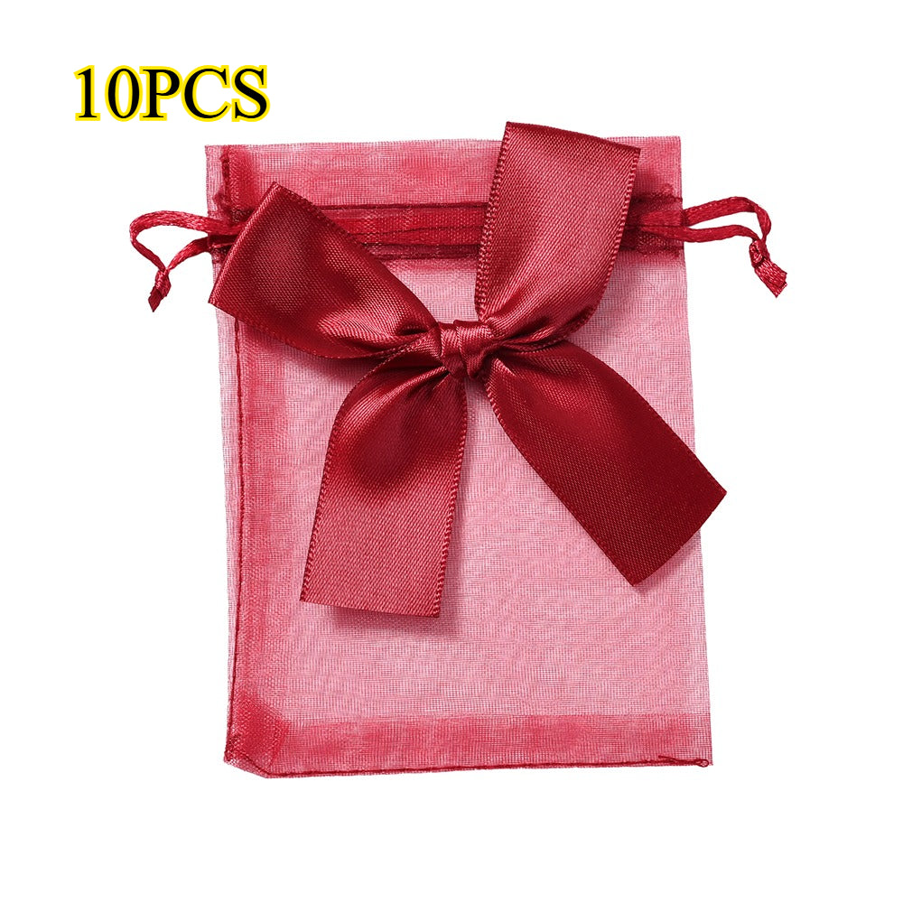 10PCS Organza Drawstring Gift Bag Set with Bowknot