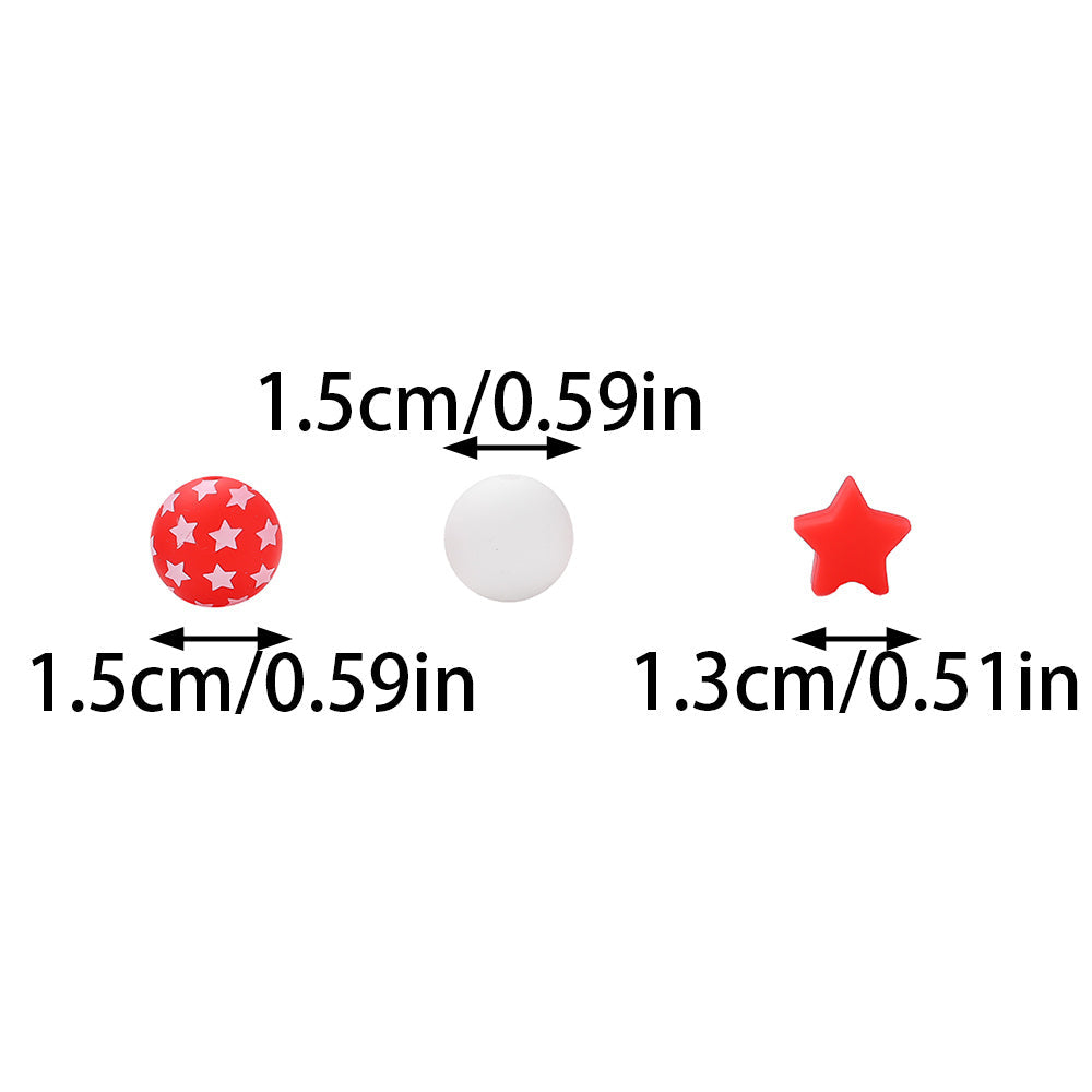 Patriotic Silicone Star Beads