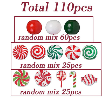80/110-Piece Christmas Stripe Wooden Bead Set