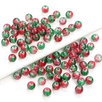 Red Green Gradient Crystal Round Beads