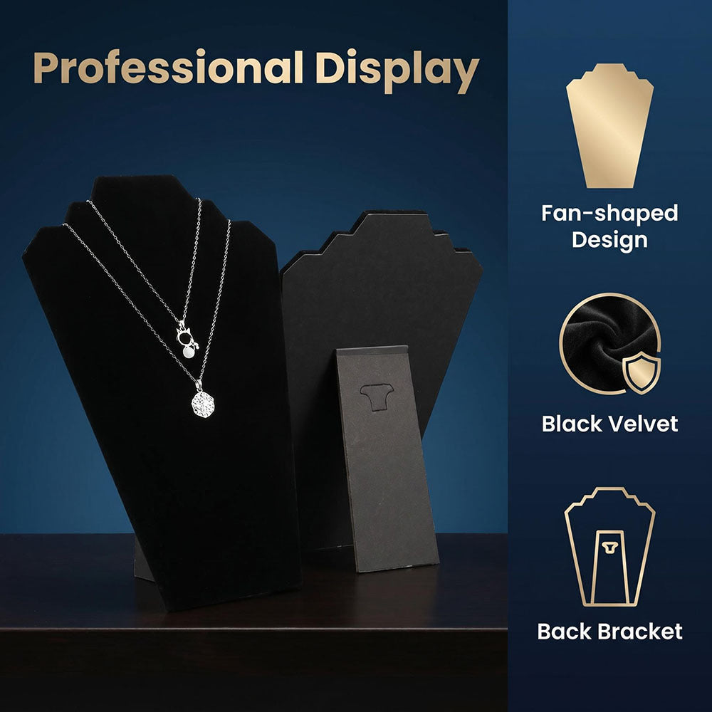 1-Piece Black Velvet Double-Layer Necklace Display Stand