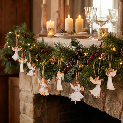 Wooden Christmas Angel Hanging Decorations
